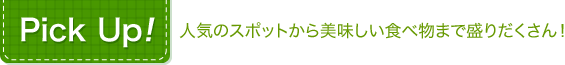 PICK UP!人気にのスポットから美味しい食べ物まで盛りだくさん！